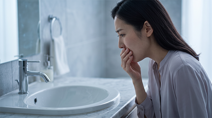 吐き気を感じている女性