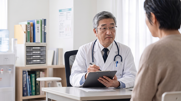 医師が患者に問診を行う様子