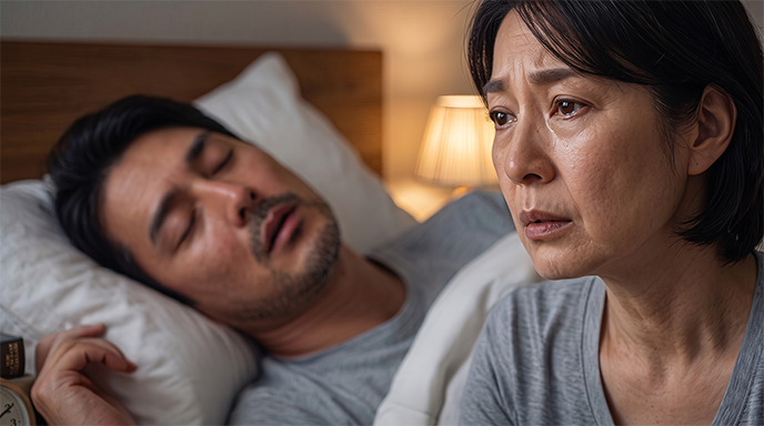 睡眠中の呼吸停止を心配する家族