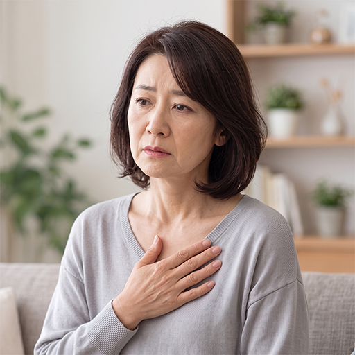 胸の違和感を感じている女性