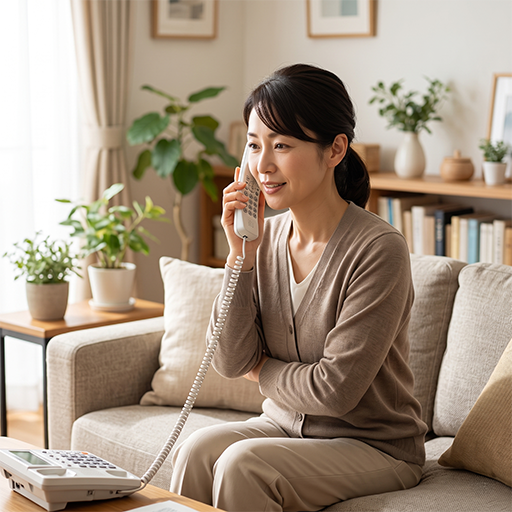 自宅で電話予約をしているイメージ