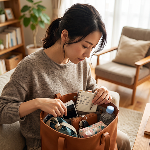 持ち物を確認しているイメージ