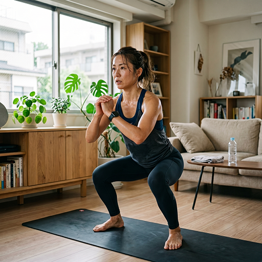 自宅で運動する女性のイメージ